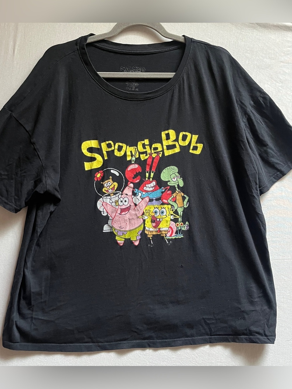 SpongeBob SquarePants Black Graphic T-Shirt Short Sleeve Sz XL